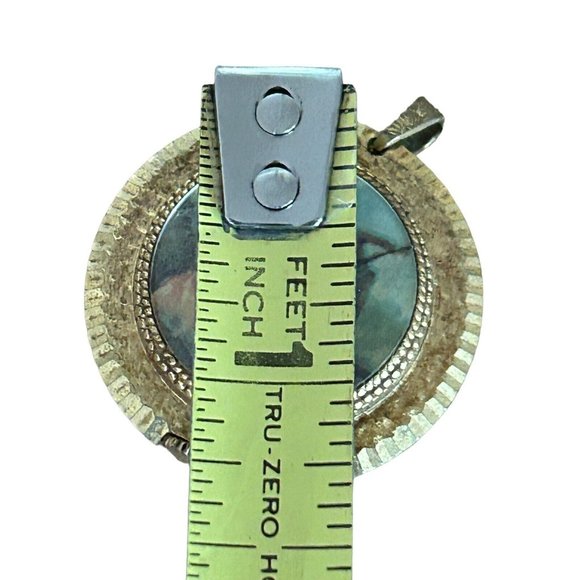 Vtg Diantus Womens Gold Tone Pendant Wind Up Mech Watch w/Old Fashioned Painting - Picture 7 of 7